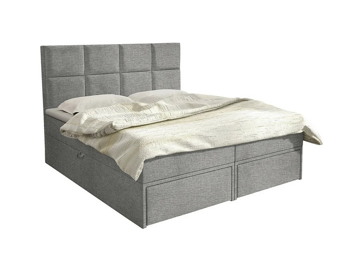 Cama continental Eugene 101, Doble, Continental, Gris, 180x200, Tapiz, Somieres, 180cm