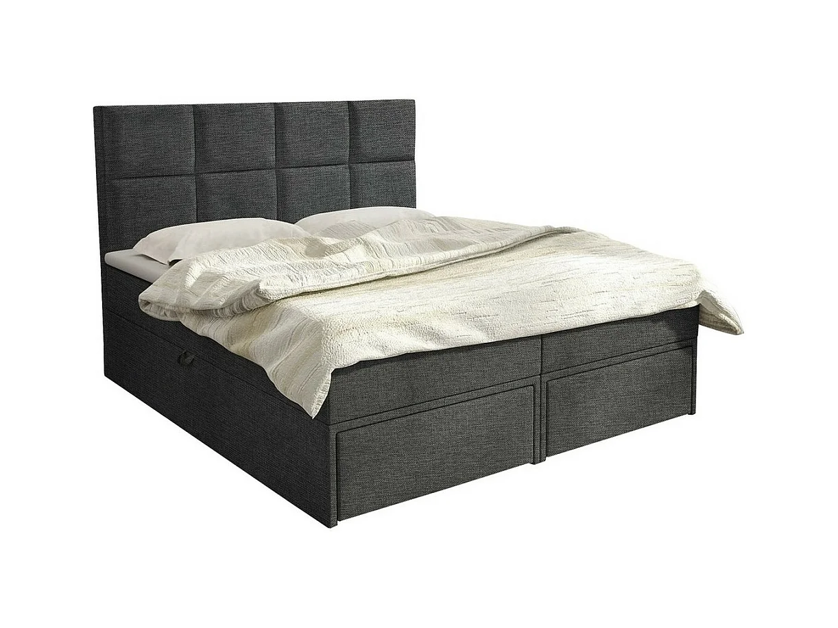 Cama continental Eugene 101, Doble, Continental, Gris, 160x200, Tapiz, Somieres, 160cm