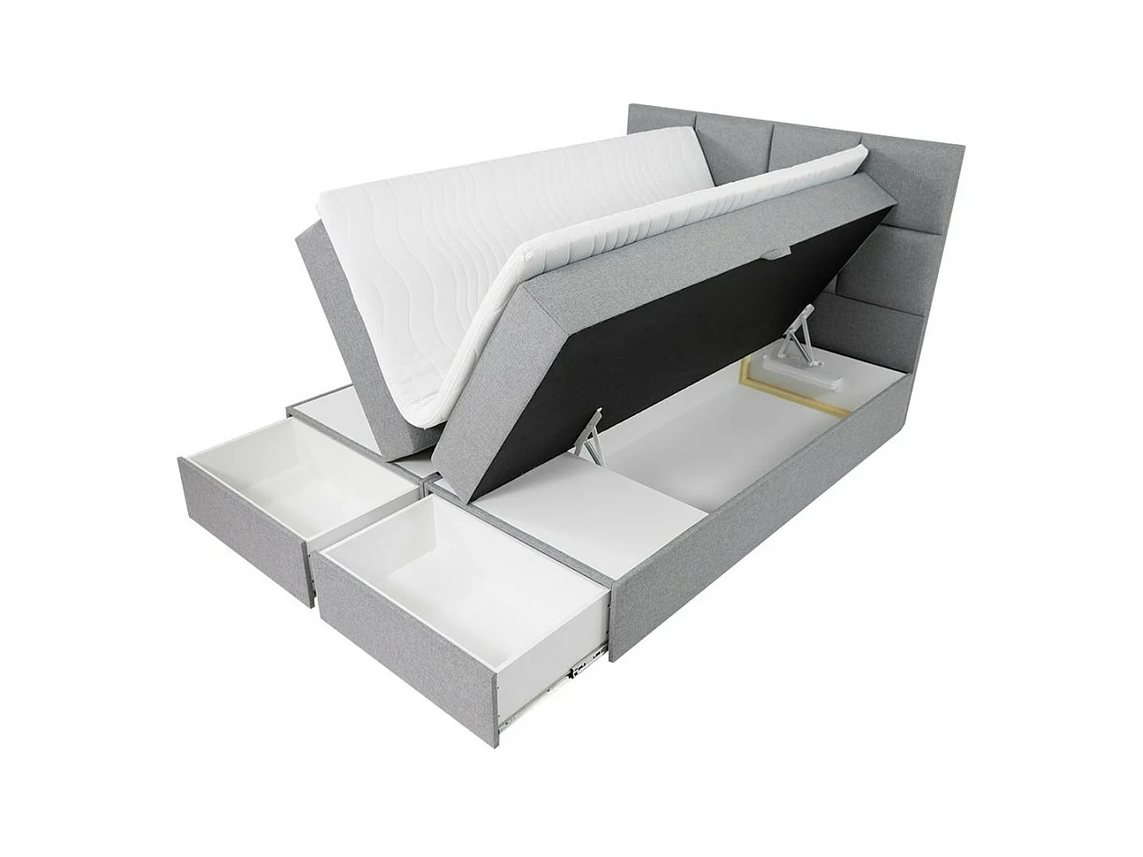 Cama continental Eugene 101, Doble, Continental, Gris, 160x200, Tapiz, Somieres, 160cm