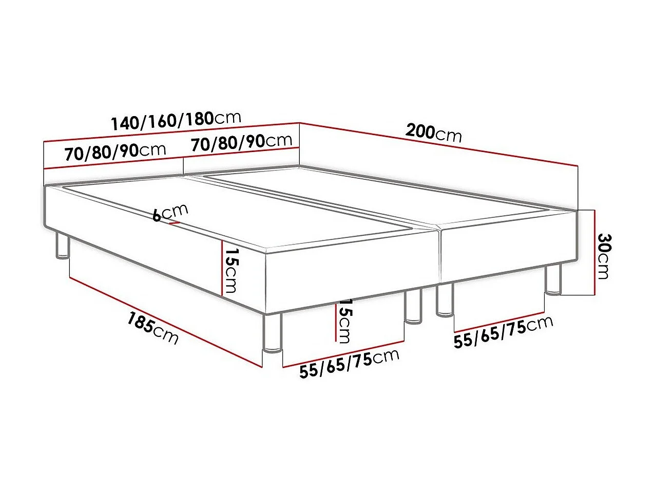 Cama continental Logan 101, Continental, Doble, Rosa, 180x200, Tapiz, Somieres, 180x200cm