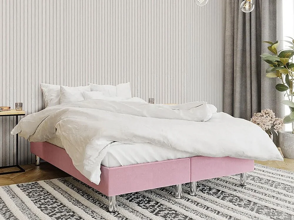 Lit continental Logan 101, Continental, Double, Rose, 180x200, Tissu, Disponible, 180cm