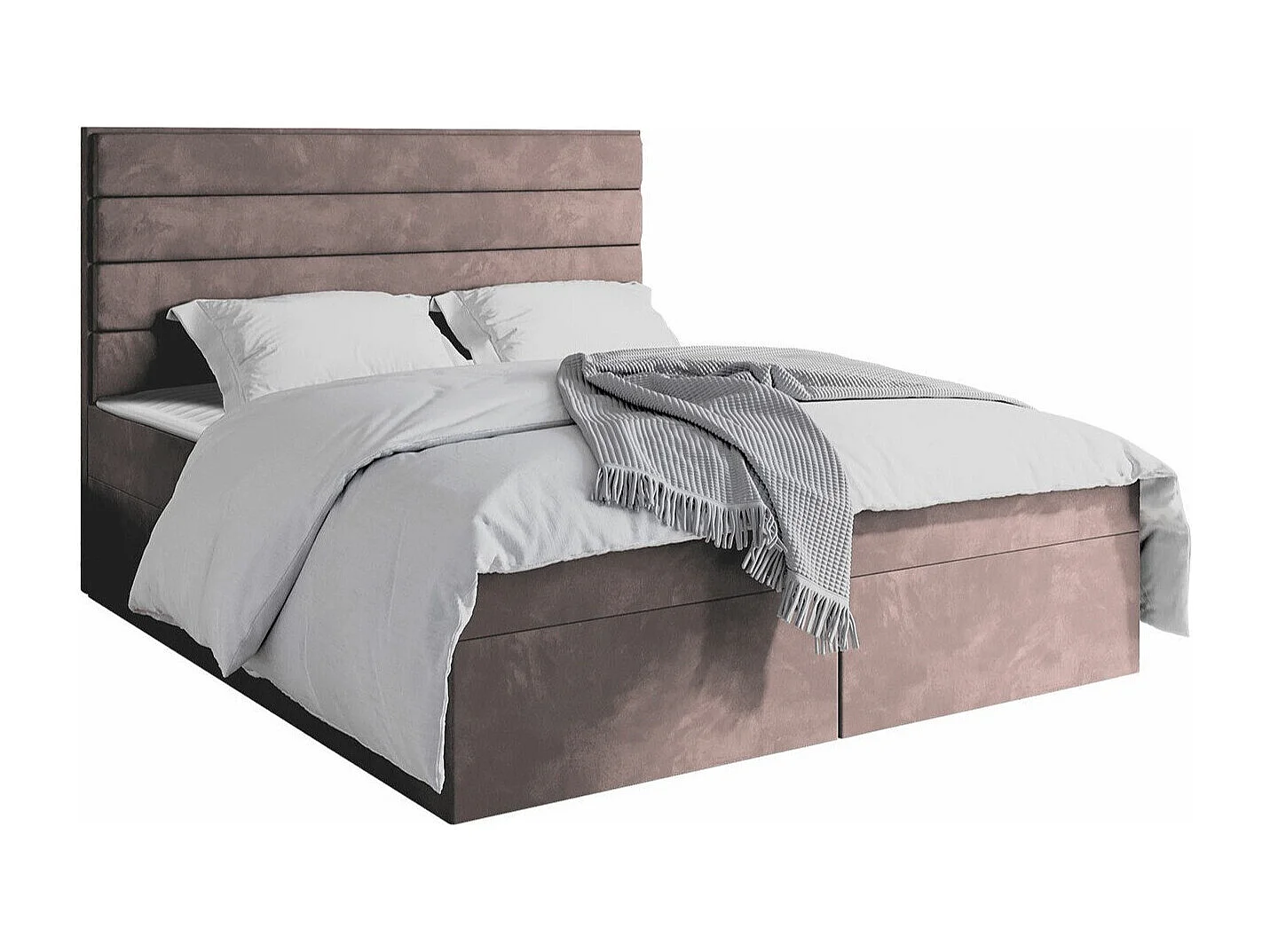 Lit continental Stamford 104, Double, Continental, Rose, 140x200, Tapisserie, 140x209cm
