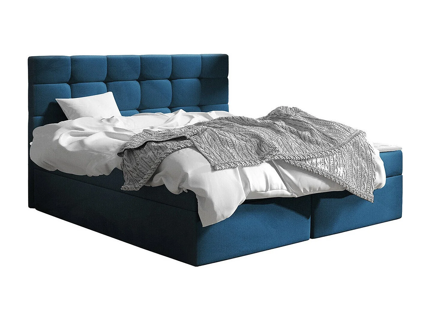 Cama continental Comfivo 196, Continental, Doble, Azul, 180x200, Tapiz, Somieres, 183cm