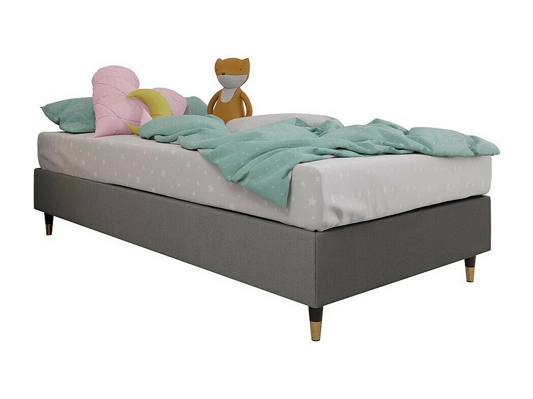 Cama continental Logan 108, Individuales, Continental, Gris, 80x200, Tapiz, Somieres,