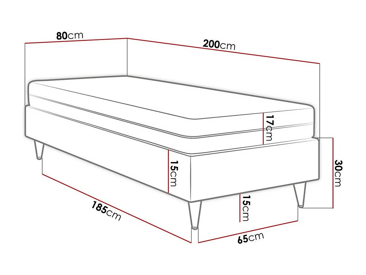 Cama continental Logan 108, Individuales, Continental, Gris, 80x200, Tapiz, Somieres,