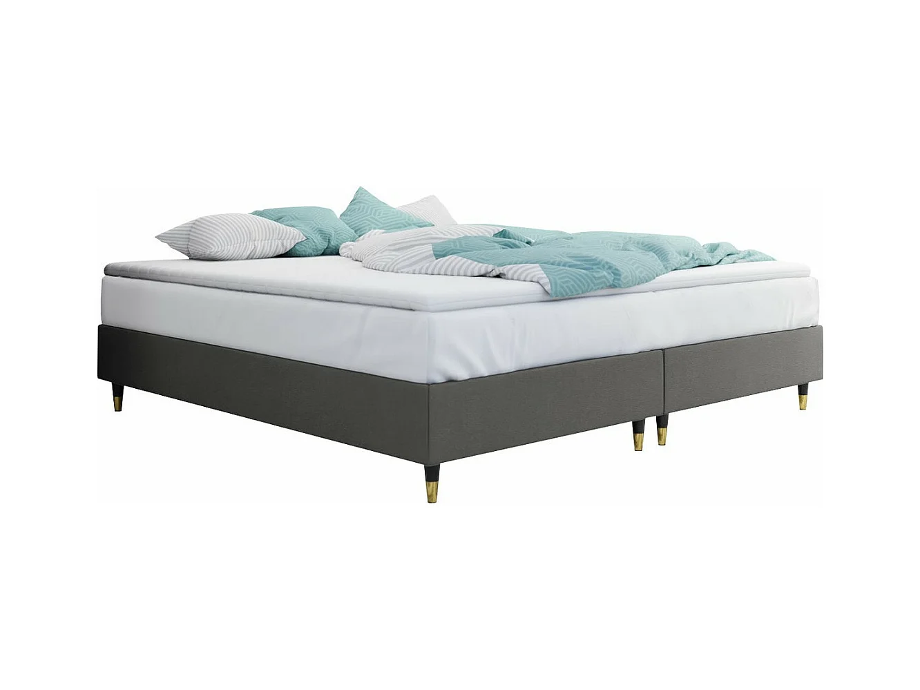 Lit continental Logan 109, Double, Continental, Gris, 160x200, Tapisserie, 160x200x47cm