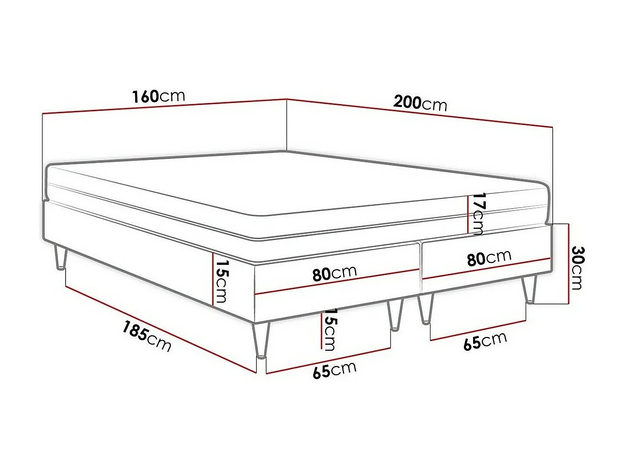 Cama continental Logan 109, Doble, Continental, Gris, 160x200, Tapiz, Somieres, 160x200cm