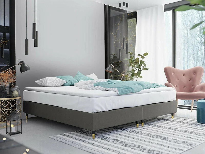 Letto continentale Logan 109, Doppio, Continentale, Grigio, 160x200, Arazzo, 160x200x47cm