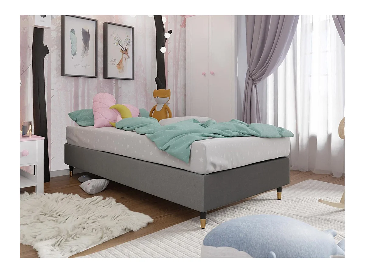 Letto continentale Logan 108, Singolo, Continentale, Grigio, 90x200, Arazzo, 90x200x47cm