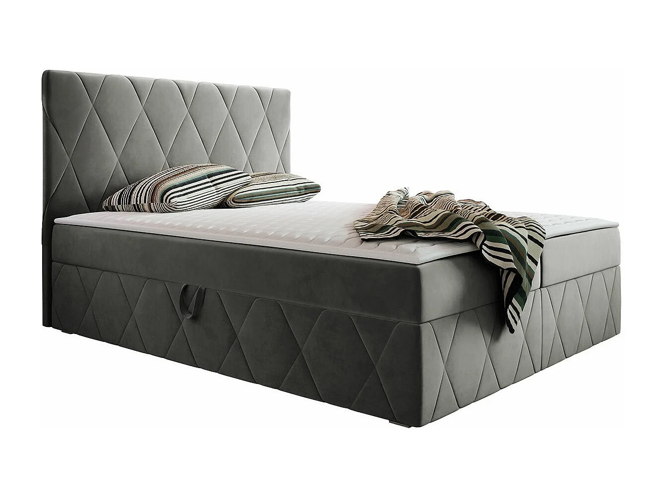 Lit continental Comfivo 225, Continental, Double, Gris, 140x200, Tapisserie, 143x206cm