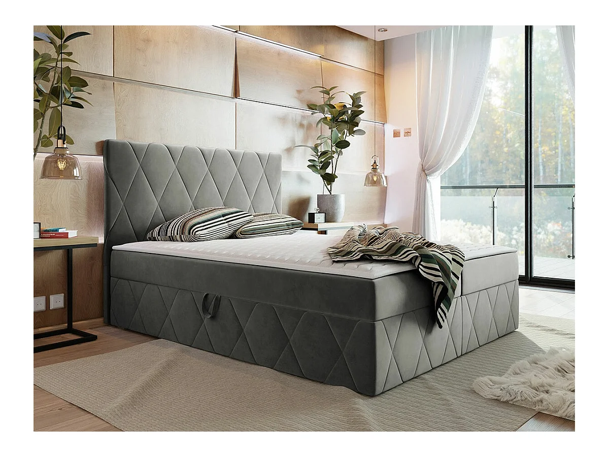 Cama continental Comfivo 225, Casal, Cinzento, Tecido, 14x21x11cm