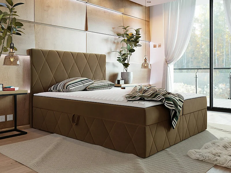 Cama continental Comfivo 225, Casal, Castanho, Tecido, 14x21x11cm