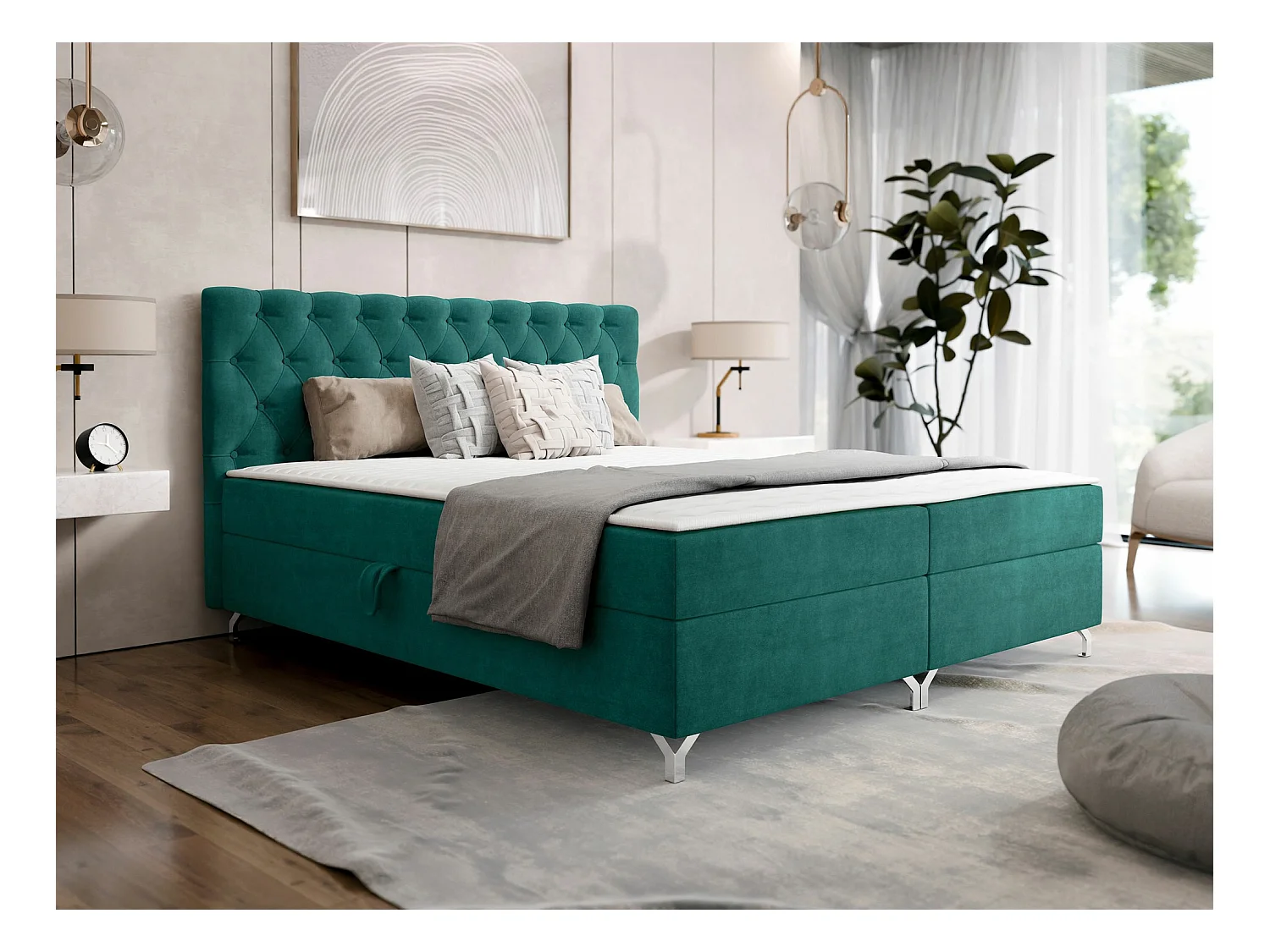 Cama continental Memphis 141, Casal, Verde, Estrados de cama