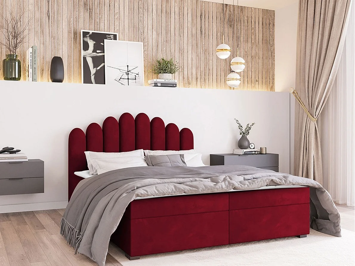 Cama continental Stamford 100, Casal, Vermelho, Tecido, 16x21x11cm