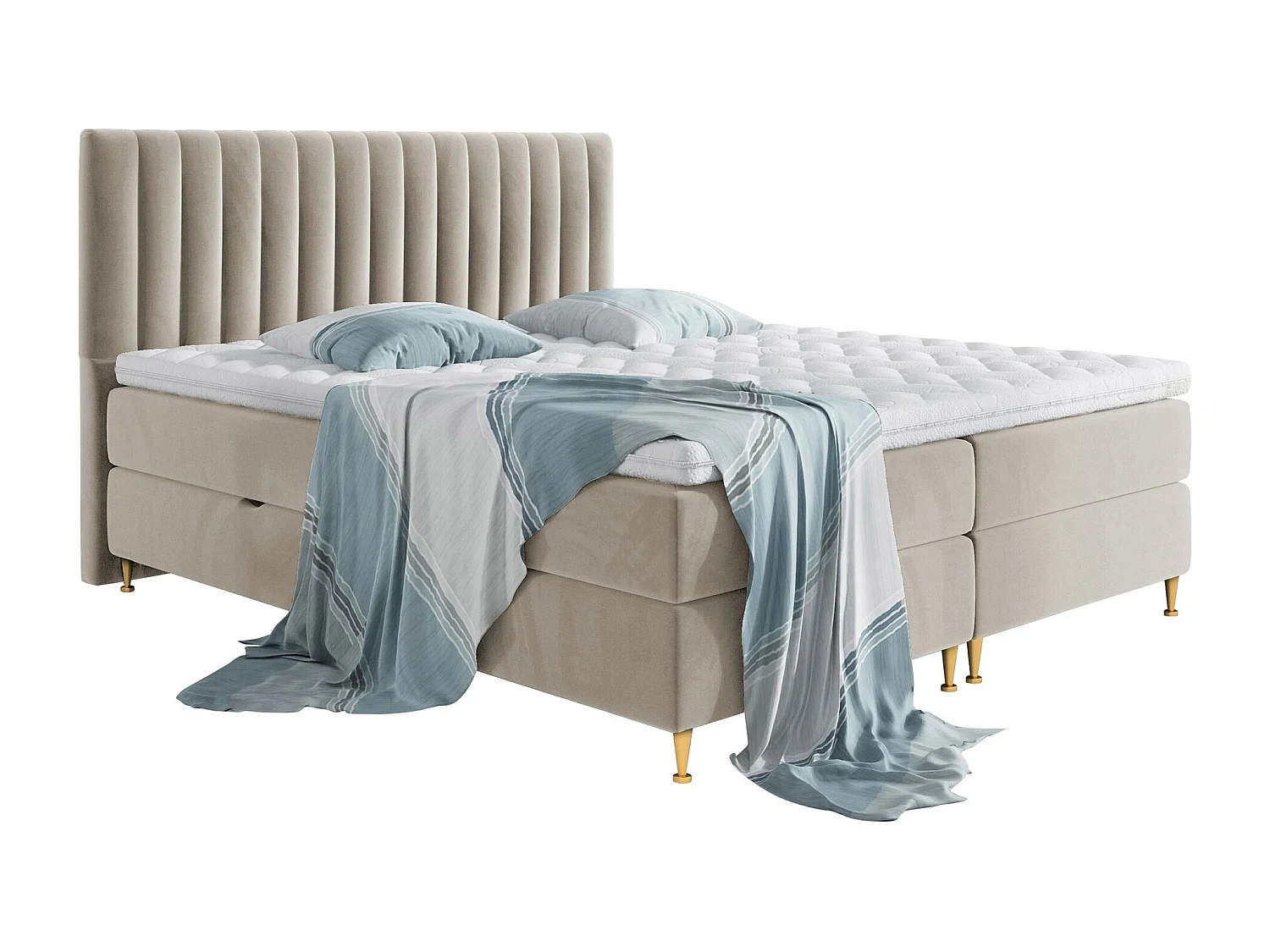Lit continental ComfiDream 156, Continental, Double, Brun clair, 180x200, Tissu, 188cm