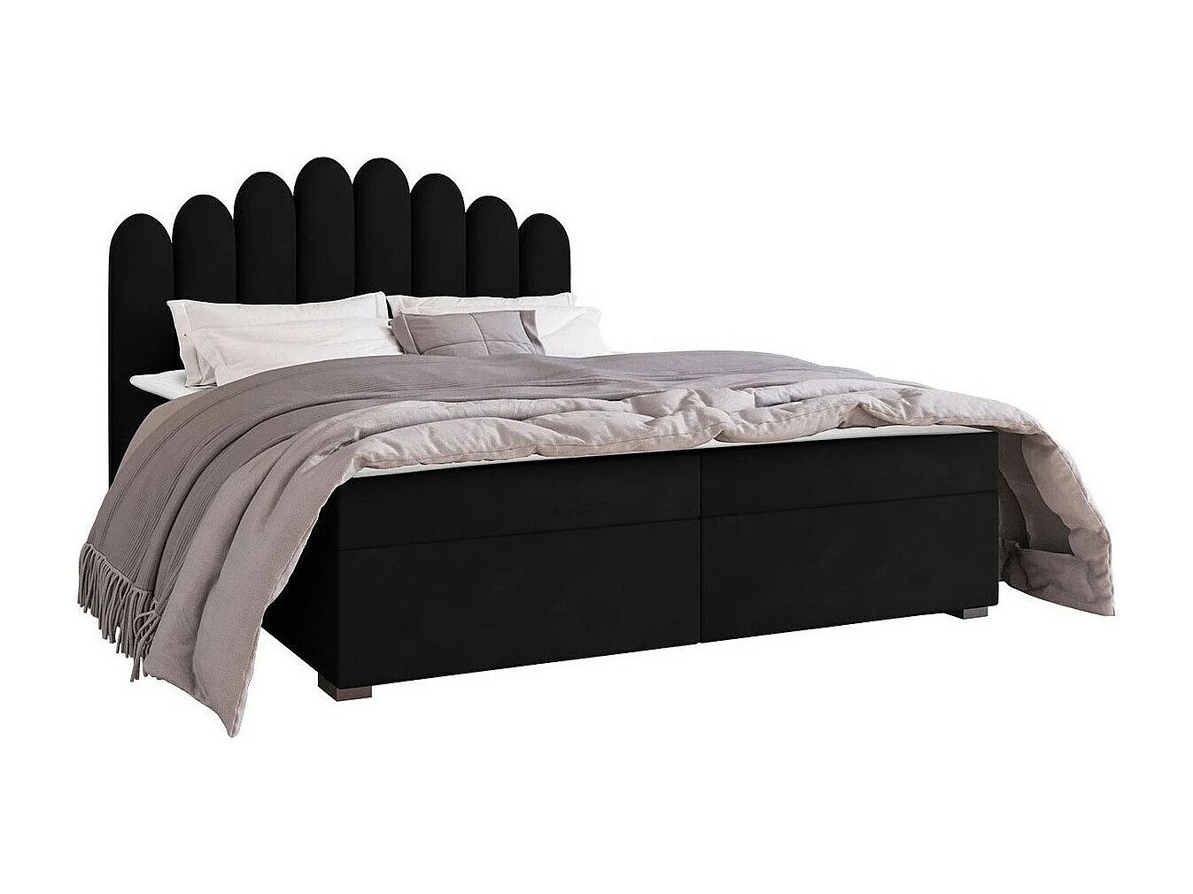 Cama continental Stamford 100, Casal, Preto, Tecido, Estrados de cama