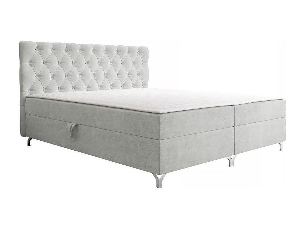 Cama continental Memphis 141, Continental, Doble, Gris, 200x200, Somieres, 206x207x114cm