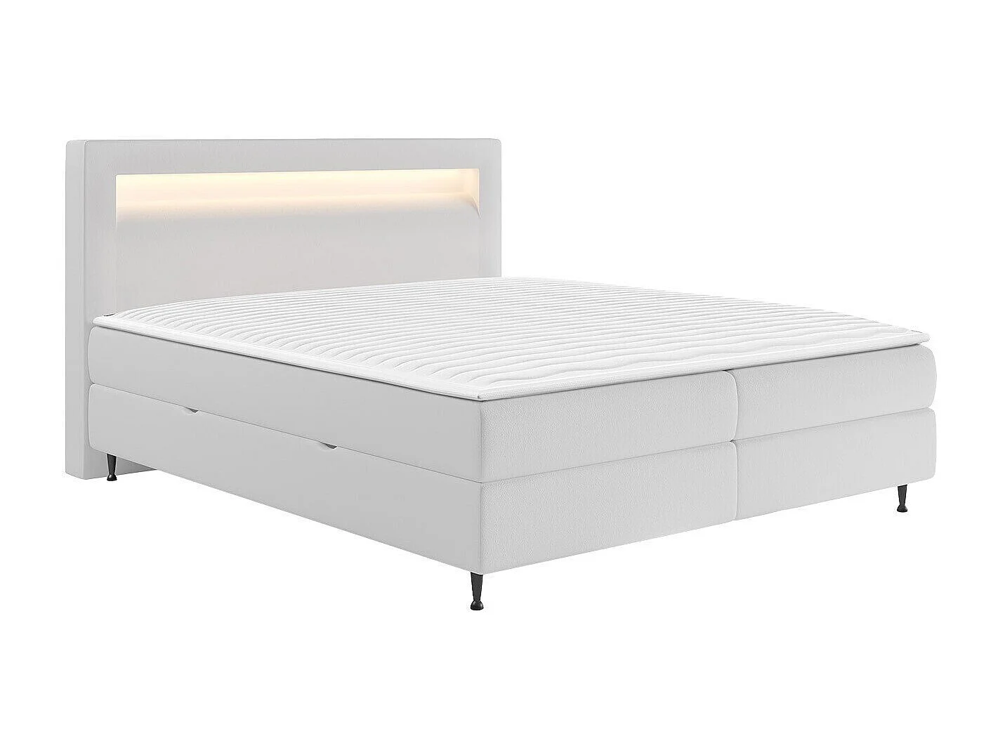 Lit continental ComfiDream 182, Continental, Double, Blanc, 160x200, Faux cuir, 167x212cm