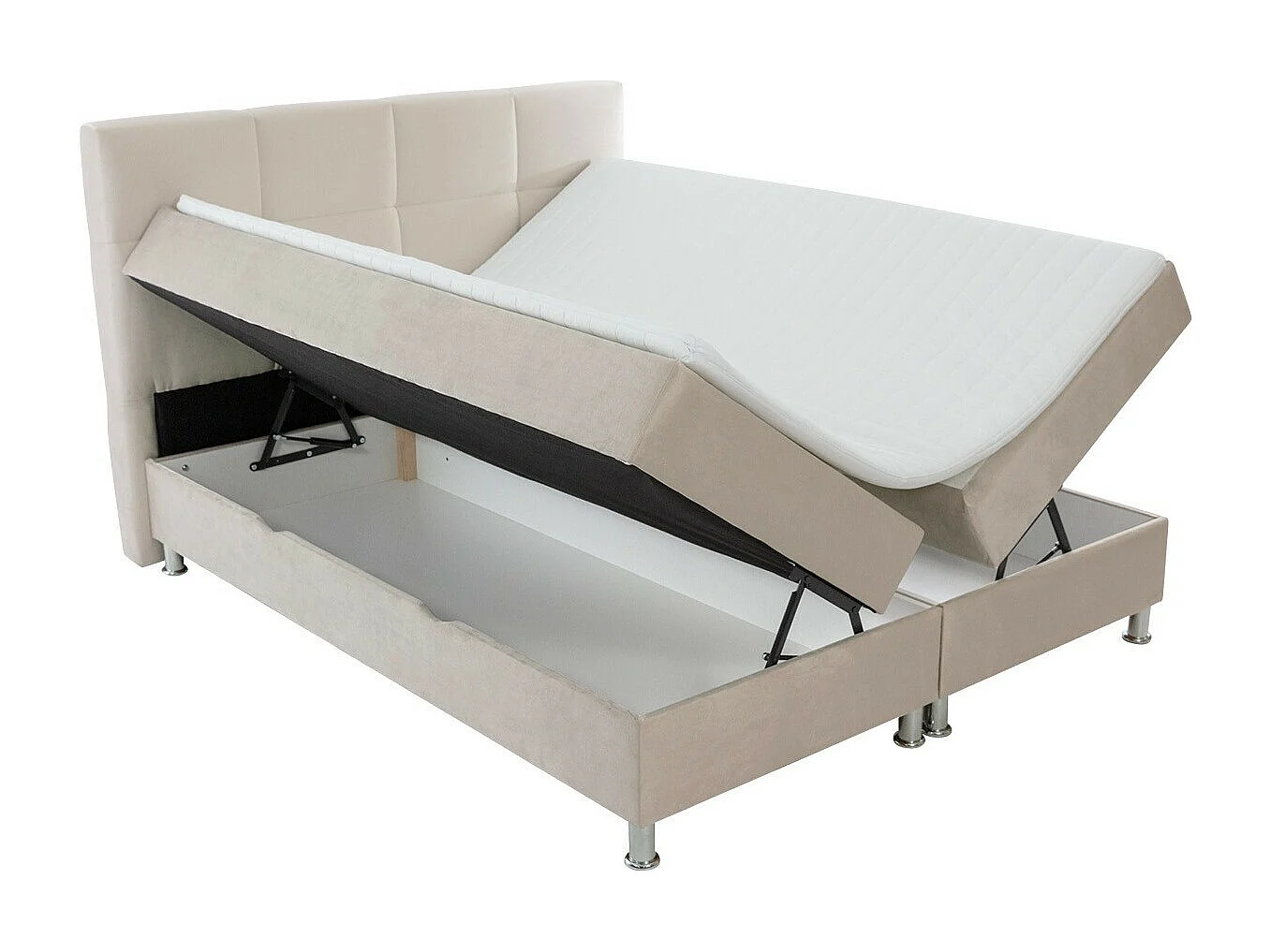 Lit continental ComfiDream 123, Continental, Double, Gris, 140x200, Tapisserie, 152x210cm