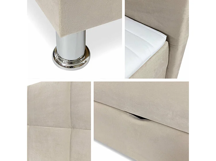 Lit continental ComfiDream 123, Continental, Double, Gris, 140x200, Tapisserie, 152x210cm