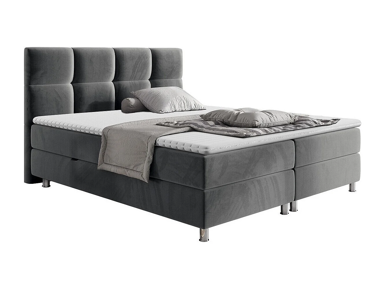 Cama continental ComfiDream 123, Casal, Cinzento, Tecido