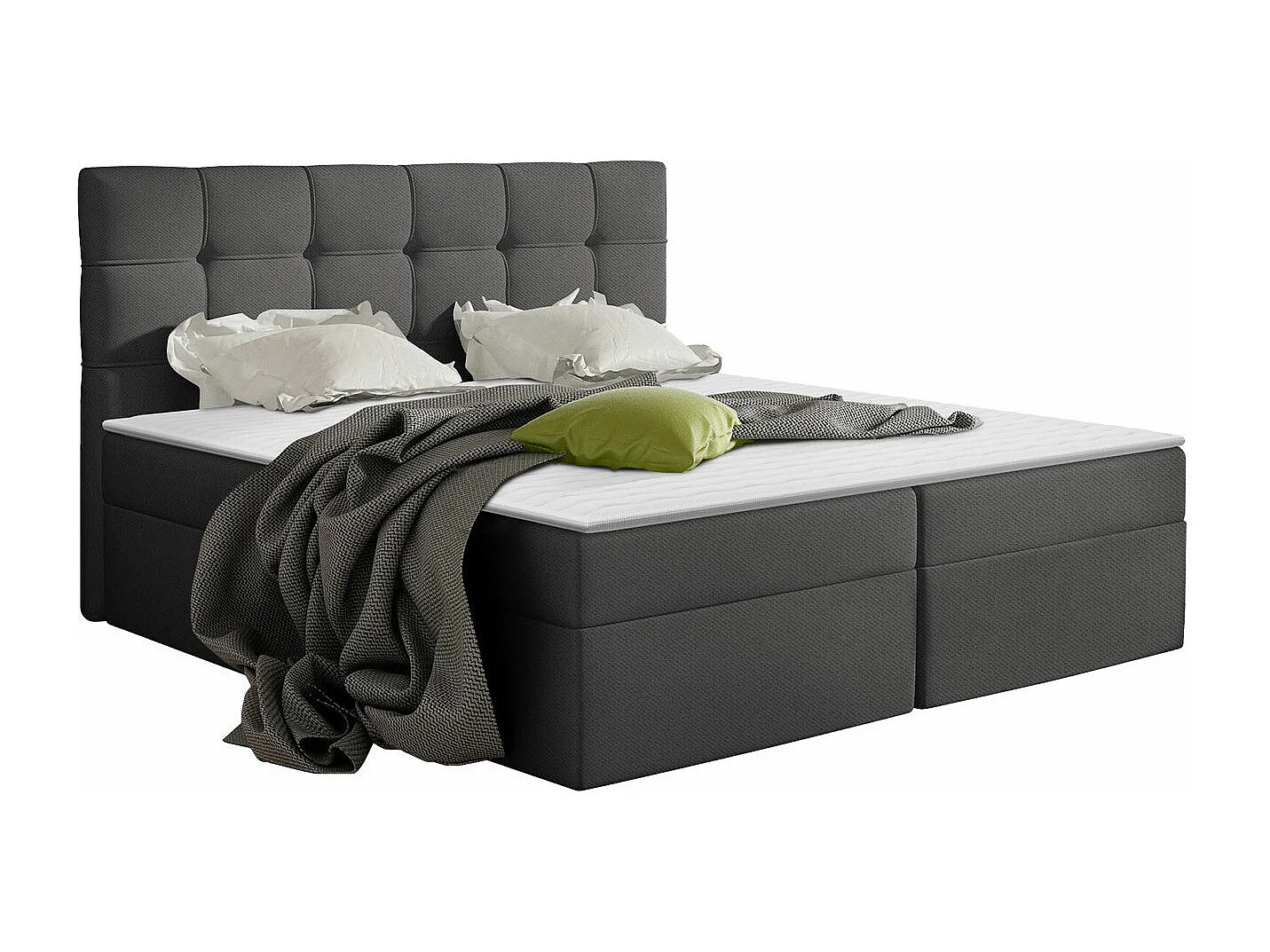 Cama continental Comfivo 195, Continental, Doble, Gris, 140x200, Tapiz, Somieres, 146cm