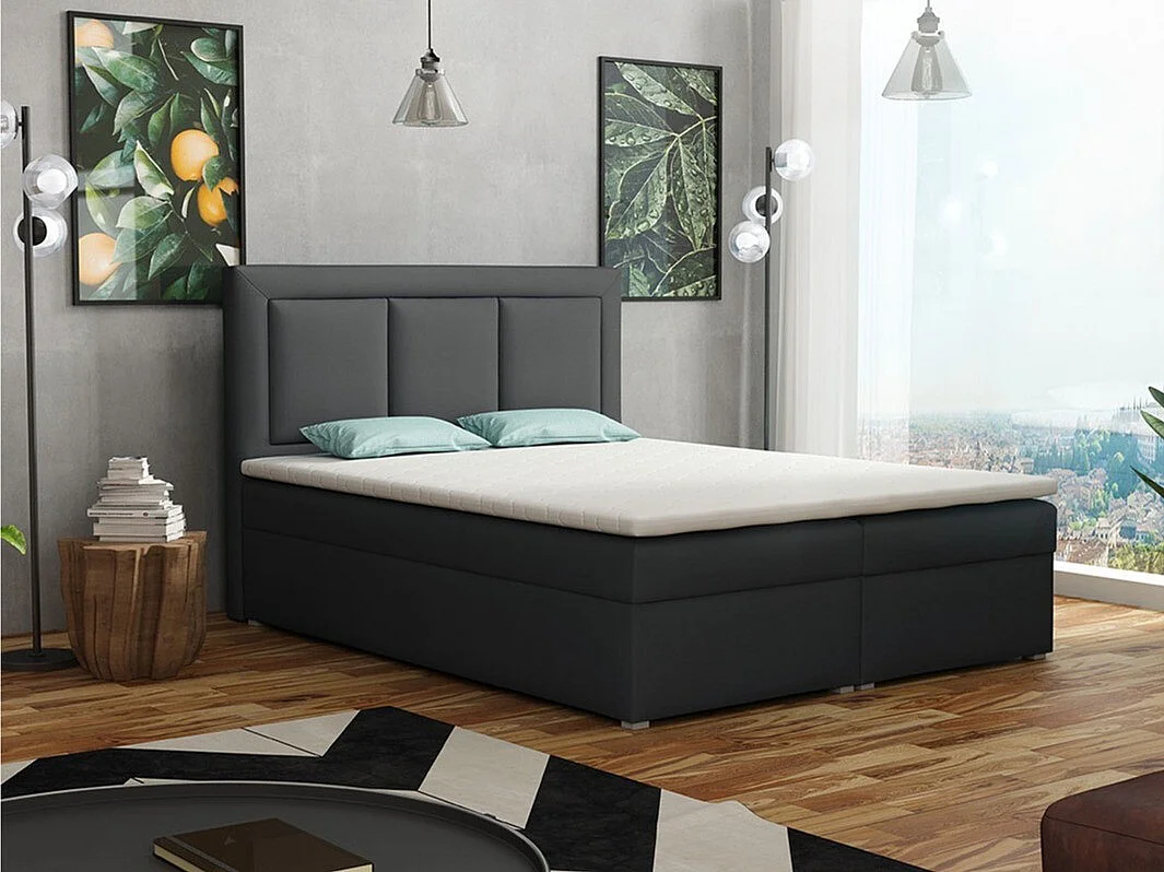 Lit continental Pomona 112, Double, Continental, Gris, 180x200, Tissu, Disponible, 180cm