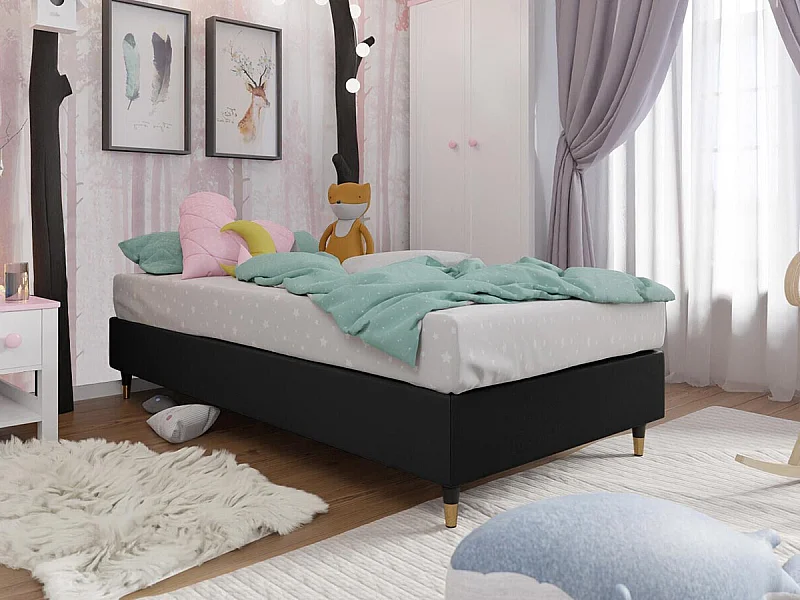 Cama continental Logan 108, Continental, Preto, Eco couro, 9x20x5cm