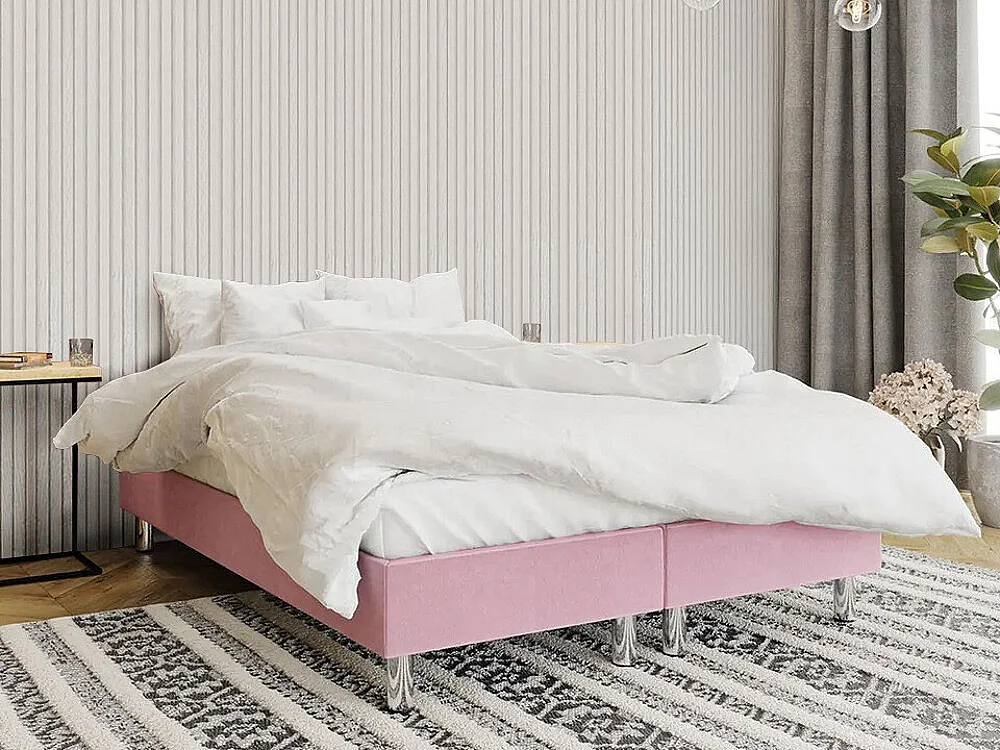 Cama continental Logan 101, Continental, Doble, Rosa, 160x200, Tapiz, Somieres, 160x200cm