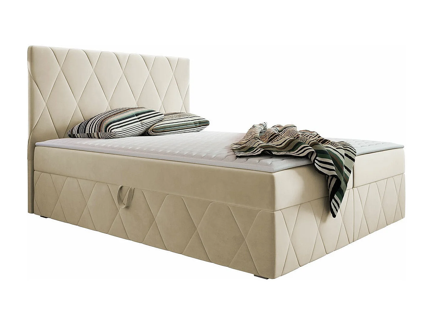 Lit continental Comfivo 225, Continental, Double, Brun clair, 160x200, Tissu, Disponible
