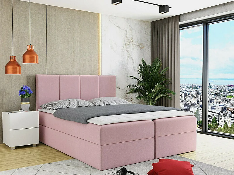 Cama continental Baltimore 147, Continental, Doble, Rosa, 160x200, Tapiz, Somieres, 164cm