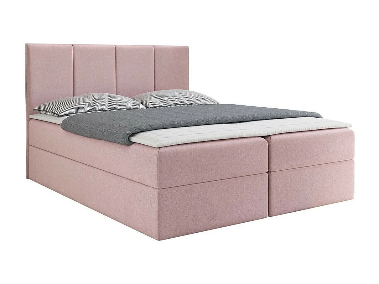 Lit continental Baltimore 147, Double, Continental, Rose, 160x200, Tissu, Disponible,