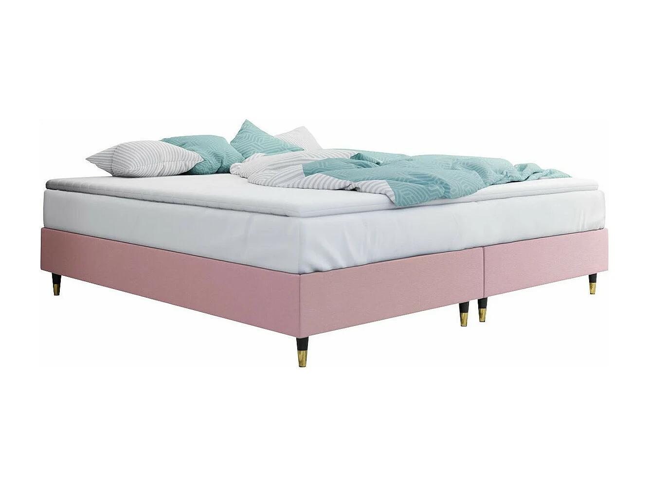 Lit continental Logan 109, Double, Continental, Rose, 180x200, Tissu, Disponible, 180cm