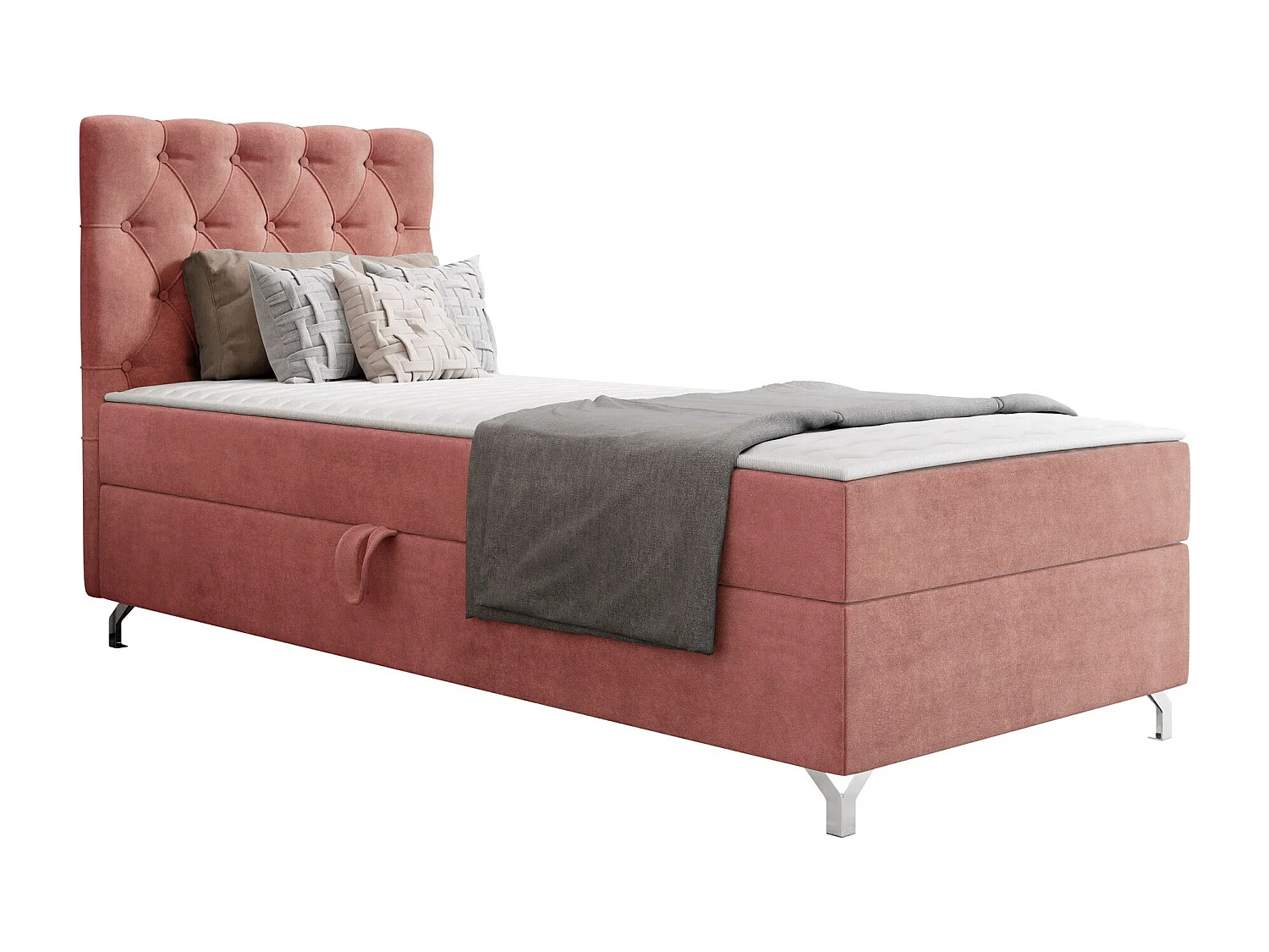 Cama continental Memphis 142, Continental, Individuales, Rosa, 90x200, Tapiz, Somieres,