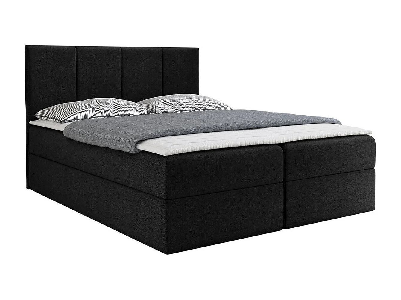 Cama continental Baltimore 147, Continental, Doble, Negro, 140x200, Tapiz, Somieres,