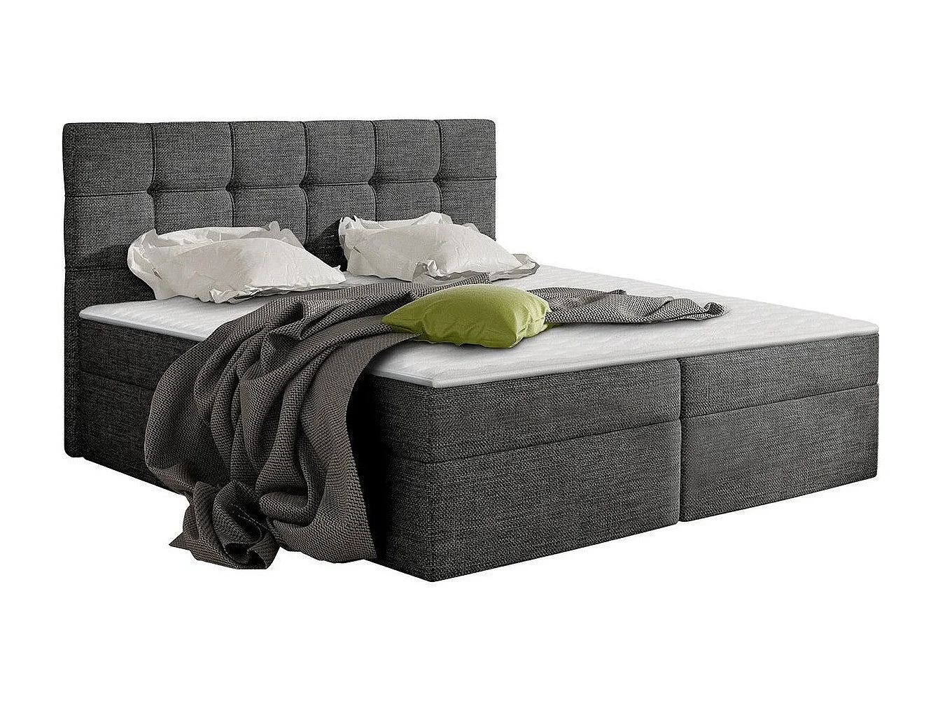 Cama continental Comfivo 195, Continental, Doble, Gris, 160x200, Tapiz, Somieres, 166cm