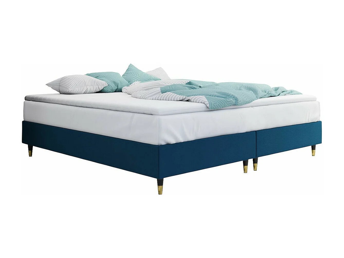 Cama continental Logan 109, Doble, Continental, Azul, 160x200, Tapiz, Somieres, 160x200cm