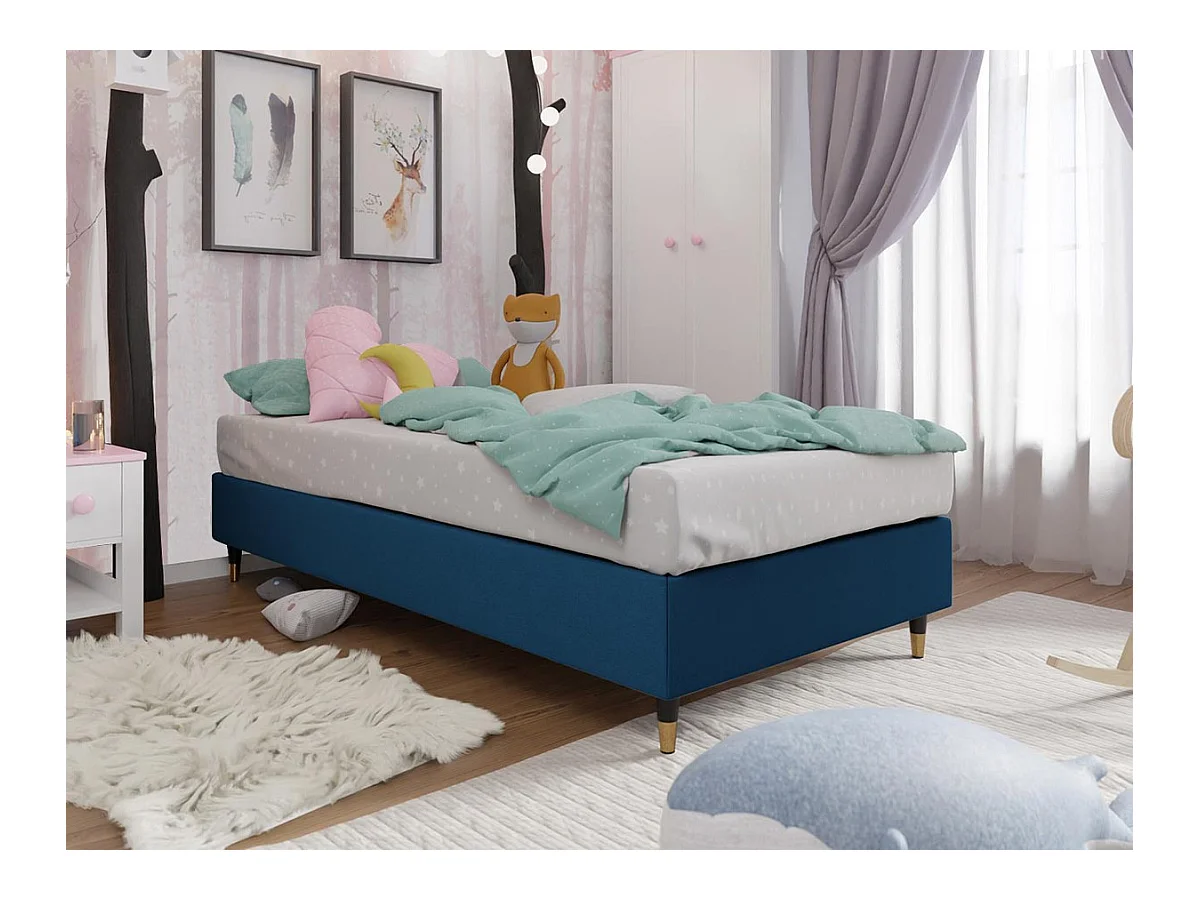Lit continental Logan 108, Continental, Unique, Bleu, 120x200, Tapisserie, 120x200x47cm
