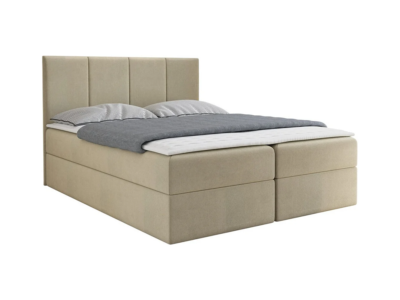 Cama continental Baltimore 147, Continental, Doble, De color marrón claro, 140x200, Tapiz