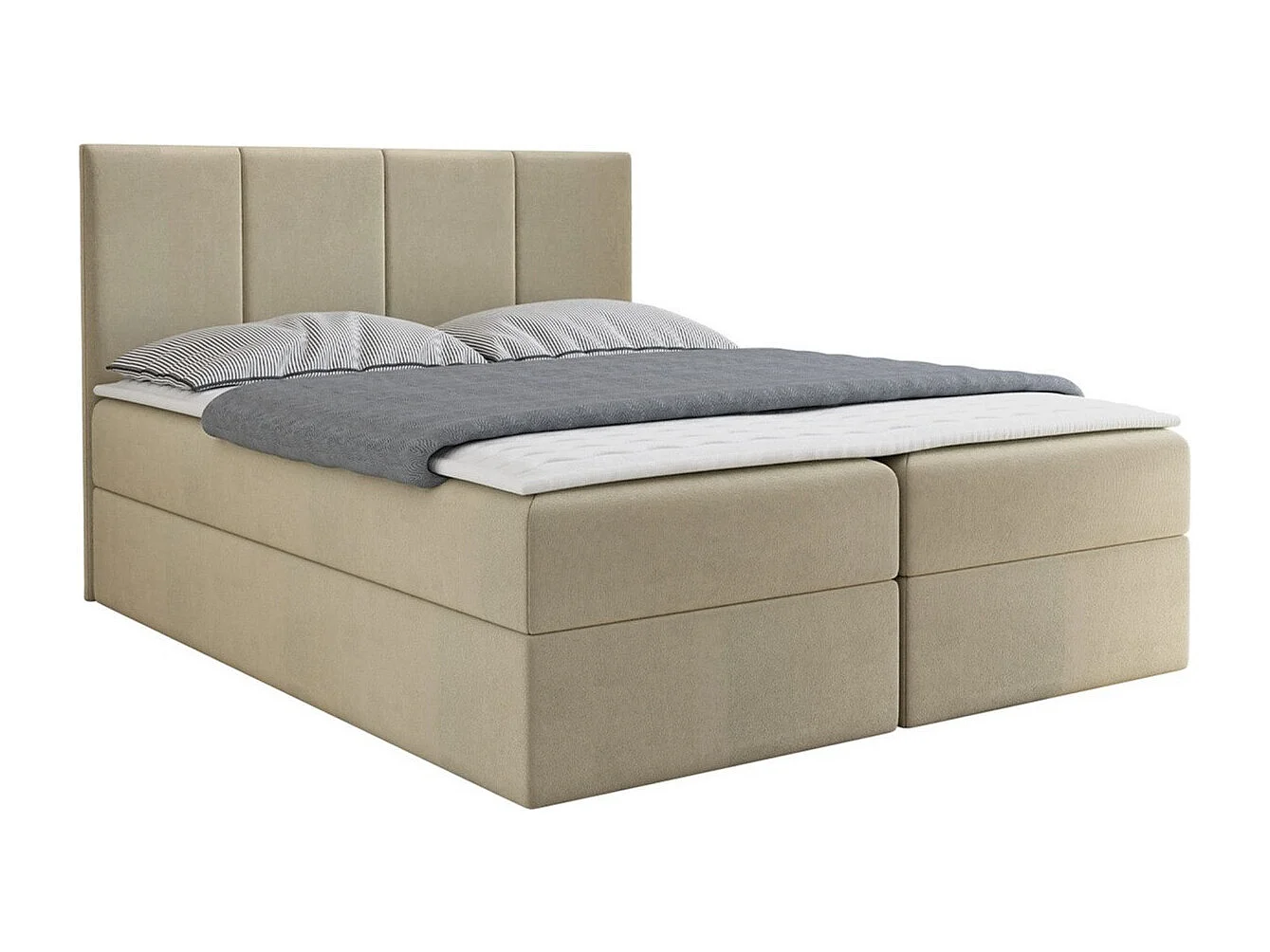 Cama continental Baltimore 147, Continental, Doble, De color marrón claro, 140x200, Tapiz