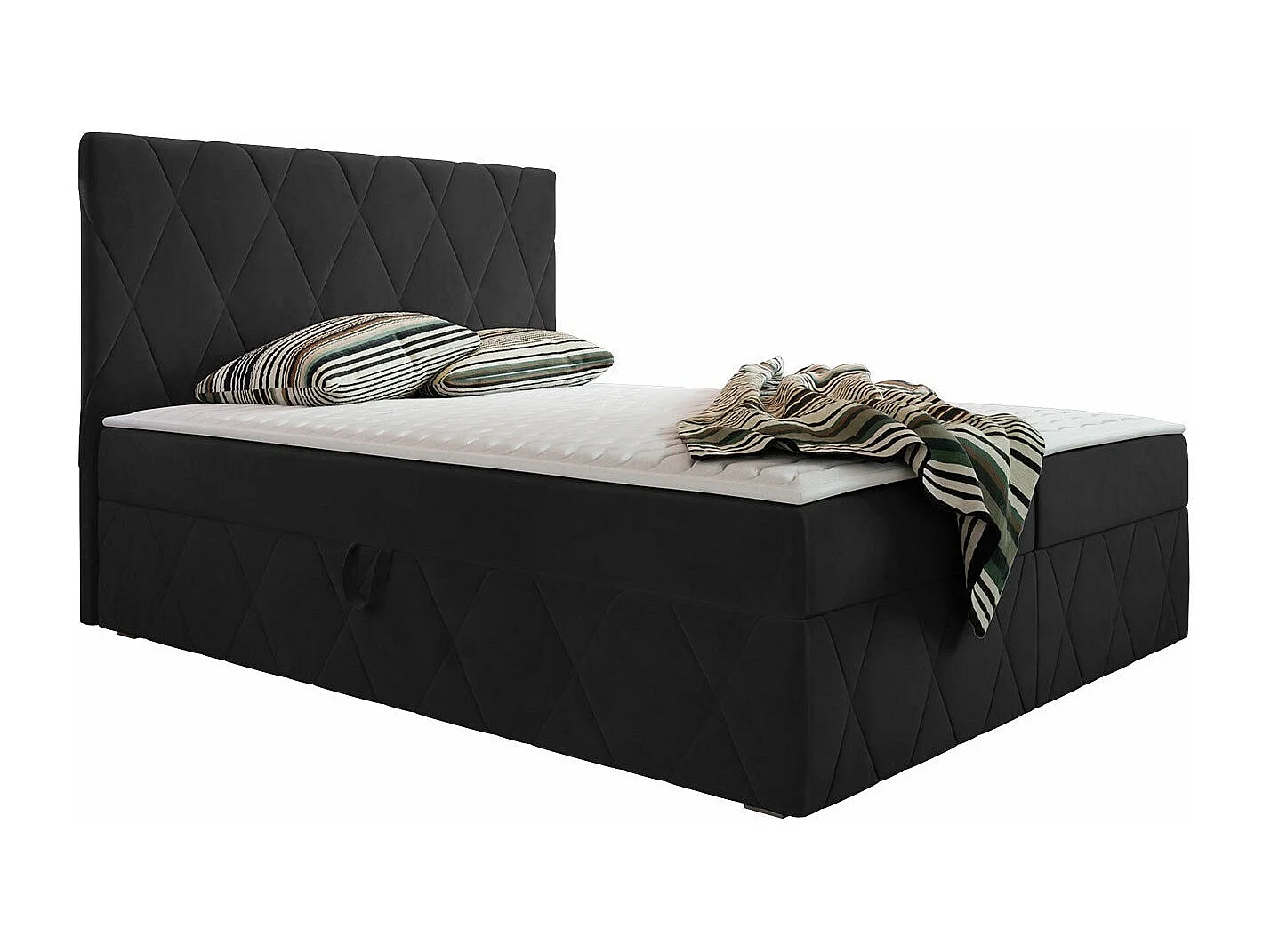 Cama continental Comfivo 225, Continental, Doble, Negro, 160x200, Tapiz, Somieres, 163cm