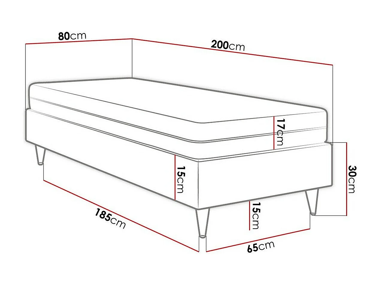 Cama continental Logan 108, Individuales, Continental, De color marrón claro, 80x200,