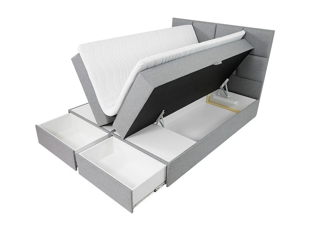 Cama continental Eugene 101, Doble, Continental, Blanco, 180x200, Cuero ecológico, 180cm