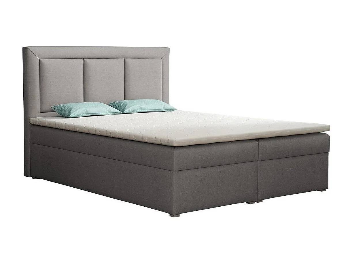 Lit continental Pomona 112, Double, Continental, Gris, 160x200, Tissu, Disponible, 160cm