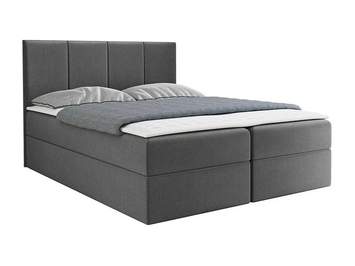 Lit continental Baltimore 147, Continental, Double, Gris, 180x200, Tissu, Disponible,