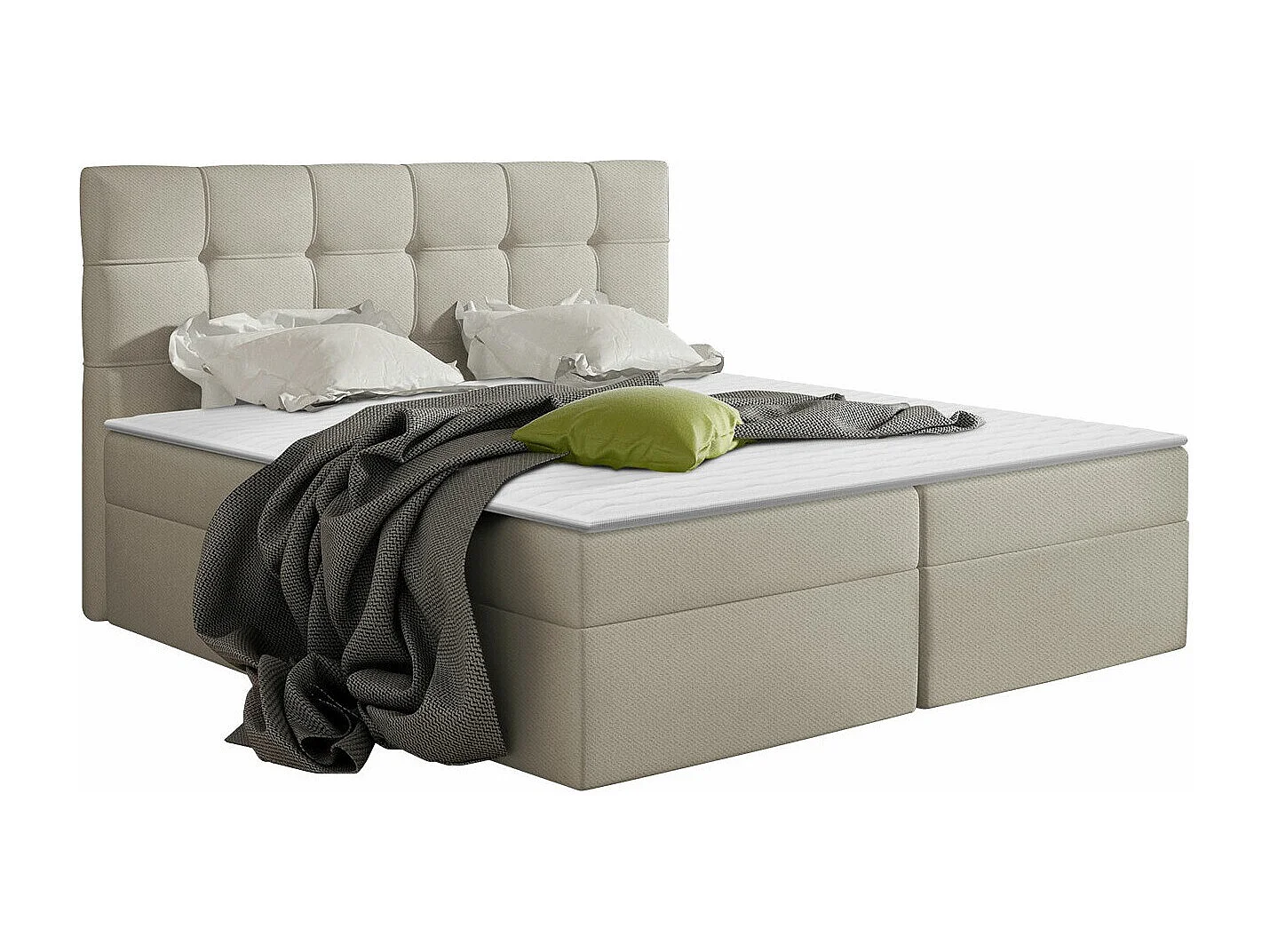 Cama continental Comfivo 195, Continental, Doble, De color marrón claro, 140x200, Tapiz,
