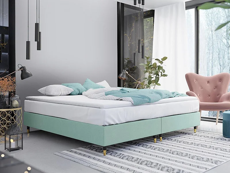 Cama continental Logan 109, Doble, Continental, Turquesa, 180x200, Tapiz, Somieres, 180cm