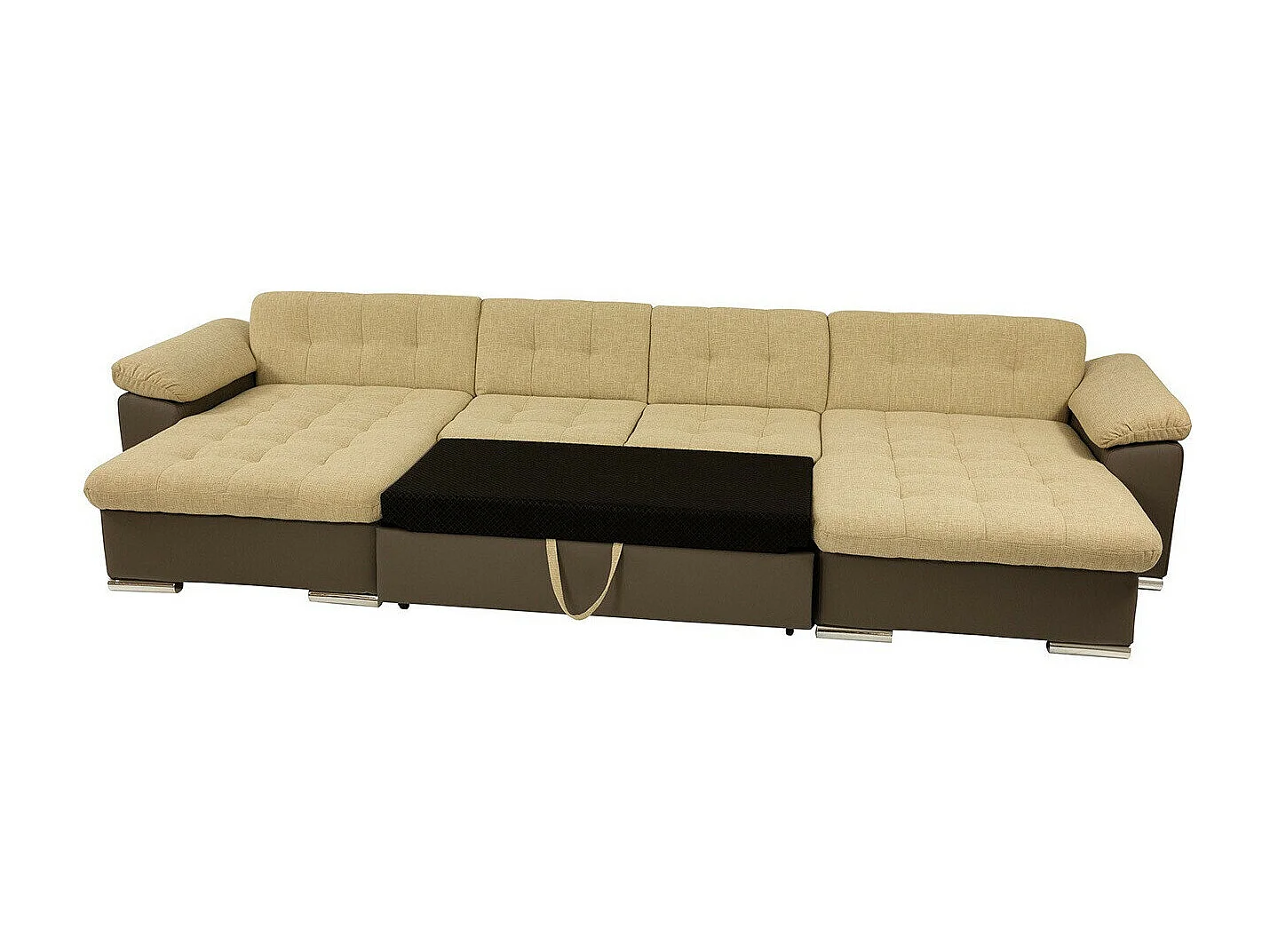 Canapé d'angle Comfivo 359, Gris, Fonction de couchage, 375x155x76cm