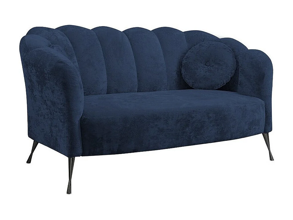 Canapé Providence 151, Bleu, 155x83x78cm, Tissu, Pieds: Métal