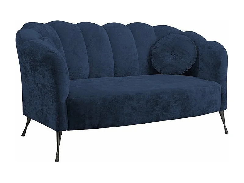 Canapé Providence 151, Bleu, 155x83x78cm, Tissu, Pieds: Métal